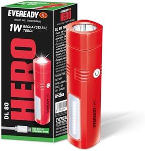 Eveready DL80 Flashlight | Micro USB Fast Charging in 3 Hours | 4 Lighting Modes | Sidelight | Charging Indicator | Ideal for Hiking, Camping, Power Outages, Vehicle Breakdowns, LED