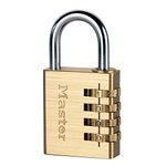 Master Lock 604EURD 4-Digit Combination Padlock with Aluminium Body and Brass Finish, Gold, 8,1 x 4 x 1,8 cm