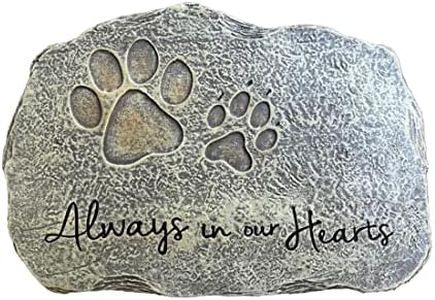 Lily's Home Pet Memorial Stone Engraved “Always in Our Hearts” Outdoor Garden Grave Marker Stepping Stone or Wall Display in Memory of Loved Dog or Cat, Polyresin