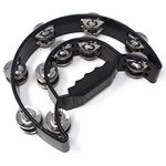 Tone Deaf Music MT1 Tambourine - Double Half Moon (Black). Hand Percussion Shaker Musical Instrument