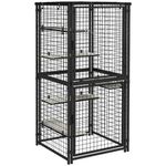 PawHut 71" H Large Cat Cage, Multi-Level Catio Outdoor Cat Enclosure with UV-and Water Resistant Cover, 5 Platforms, Soft Pads, Double Doors, Metal for Indoor Outdoor Use, Black