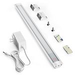 MYPLUS Under Cabinet Lights, 12" Touch Activated and Dimmable Aluminum LED Bar for Kitchen, Workbench and Desk, Warm White 3000K, Plug-in, Sliver