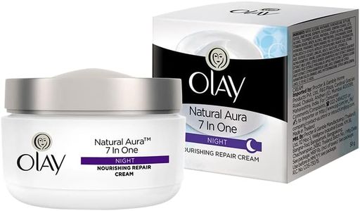 Olay Natural Aura Night Cream | Nourishes Skin for Healthy Glow | Fights 7 Signs of Ageing | With Niacinamide and Vitamin E | Normal, Oily, Dry, Combination Skin | 50g