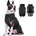 Dog Coat, Dog Puffer Jacket Waterproof Dog Warm Jacket for Fall & Winter Large Dog Reflective Coat Dog Padded Jacket Fashion Sports Coat(Black, M)