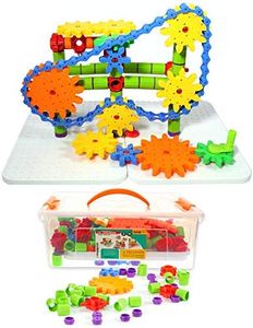 ETI Toys Jumbo Gears Kit for Boys and Girls | 192 Piece Set with Jumbo Gears including a Resizeable Interlocking Chain Connector Pieces and 2 Pegboards | Gear Building Set | Engineering Education Toy