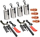 hiSpkNix Magnesium Fire Starter AF-374 (4-Pack) and Ferro Rod AF-376 (2-Pack), Waterproof for Camping and Hiking