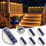 Solpex Solar Step Lights 6 Pack,Solar Powered Deck Lights of Waterproof for Stair Deck Porch Patio Fence Garden Yard (Warm White,Grey)