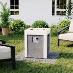 COSIEST Outdoor Propane Fire Pit Table w Compact Ledgestone 19-inch Square Graphite Base with Waterproof Cover, Certified, 40,000 BTU, Free Lava Rocks, Touch-up Pen, Fits 20lb (Grey&White)