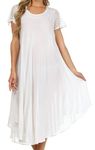 Sakkas 00931 Everyday Essentials Cap Sleeve Caftan Dress/Cover Up - White - One Size