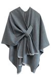 Miaikvs Women's Poncho Reversible Oversized Shawls Elegant Knitted Cape Blanket Front Wrap Cardigan Scarf Coat for Spring Autumn (grey)