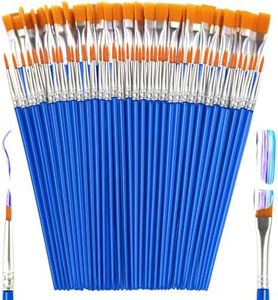 Small Paint Brushes Bulk, 110 Pcs Flat Tip Round Acrylic Paint Brushes for Kids Classroom Acrylic Watercolor Canvas Face Painting Touch Up