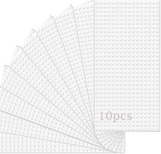 Guihumz Pack de 10 Bases para Construir,Juego de Placas de construcción compatibles con la mayoría de Las Marcas, Placas Base rectangulares de 25,5 x 12,8 cm con 16 x 32 Puntos Blanco