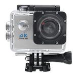 Lambent 4K WiFi 16MP Sports Action Camera 30M Underwater Waterproof Camera with Adjustable View Angle WiFi OS, 170 Degree HD Wide Angle Lens, 16 MP CMOS Image Sensor for Youtuber - Silver