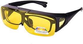 BOJOD Night Driving Glasses Fit Over Glasses Prescription Eyewear Anti Glare Polarised HD Night Vision Wrap Around Glasses for Men Women