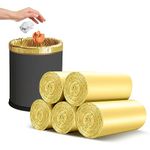 4-6 Gallon Small Gold Trash Bags Strong Golden Garbage Bags, Strong Material Disposable, Durable Plastic Trash Bags for Office Home Kitchen Waste Basket Liner, 5 rolls 100 count(Golden)