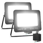 Lepro 50W Led Floodlight Outdoor, 4250LM LED Security Lights, 350W Incandescent Lamp Equivalent, Waterproof IP65, Daylight White Outdoor Lights for Warehouse, Backyard, Pack of 2 [Without Sensor]