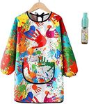 Kids Apron, Graffiti Waterproof Kids Painting Apron Kids Art Workwear with Pockets and Sleeves Kitchen Chef Apron for 3-10 Years Old for DIV Artisanal Gourmet Cooking Baking Painting Universal (Long)