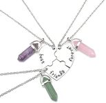 JSDDE Natural Crystals Best Friends Forever and Ever BFF Necklace Engraved Puzzle Friendship Heart Pendant Necklaces Jewellery (3pcs/set)