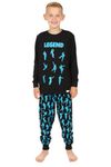 ThePyjamaFactory Brand Emote Legend Dance Gaming All Over Gaming Black Blue Cotton Long Pyjamas (11-12 Years)