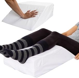 Hermell Zero Gravity Elevating Leg Rest Pillow, Post-Surgery, Leg Pain, Back Injury, Sciatica Pain Relief, Removable Cover - White