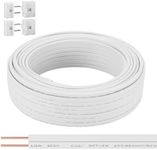 SPTDACSFP SPT-1 50FT 18/2 Electrical Wire with 4 Vampire Plugs, 18 Gauge 2 Conductors Lighting Copper Wire, Hookup LED Lighting Strips Flexible Wire Extension Cord, White