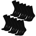 Merino Wool Socks Women and Men - Cozy Boot Hiking Socks Breathable, Anti-Blister, Cushioned, Reinforced Heel and Toe (Large, Jet Black Pack of 6)