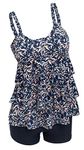 ECUPPER Ladies 2 Piece Swimwear Tankini Tops and Shorts Plus Size Printed Ruffled Swimsuits with Swimming Bottom Leaf 5XL