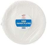 Dina Disposable Paper Plates 23cm - Pack of 100 9 inch Paper Plates, Disposable Plates, Party Plates, White