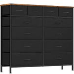 VASICAR Large Dresser for Bedroom with 12 Deep Drawers, Tall Fabric Drawer Dresser, Chest of Drawers for Closet, Nursery, Living Room, Laundry, Entryway, Hallway (Black)