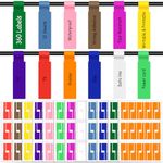 360 Cable Cord Labels, Hianjoo Self Adhesive Cable Tags Sticker Colorful Wire Identification Label A4 Sheet Write-on Printable Waterproof Oilproof Name Tags for Organizing Multiple Uses [12 Colors]