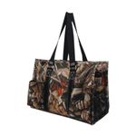 NGIL Utility Water Resistant Tote Bag, Top Zipper Closure, Perfect Gifts for Working Women, Teachers, Nurses, Gym bag, Camo-black, Large