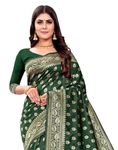 SIRIL Women's Art Silk Banarasi Jacquard Saree With Unstitched Blouse Piece (3591S309_Green)