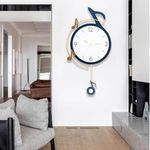 Large Wall Clocks for Living Room Decor Big Decorative Wall Clocks Battery Operated with Pendulum for Bedroom Kitchen Office Home Large Metal Wall Clock Silent Wall Clock Non Ticking