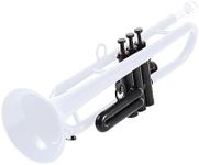 PAMPET Professional Plastic Bb Trumpet Student Trumpet Set for Student Beginner With 7C Mouthpiece and 3C Mouthpiece Bb Trumpet Instrument, White