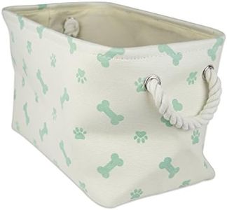 Bone Dry DII Small Rectangle Pet Toy and Accessory Storage Bin, 14x8x9", Collapsible Organizer Storage Basket for Home Décor, Pet Toy, Blankets, Leashes and Food-Mint Bone
