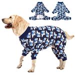 LovinPet Big Dog Pajamas, Post Surgery Onesie UV Protection, Blue Triangle Print, Lightweight Stretchy Big Dogs Pullover Shirt, Full Coverage Large Breed Dog Jammies, Pet PJ's/Large