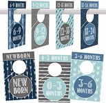 7 Blue Baby Nursery Closet Organizer Dividers For Boys Clothing, Age Size Hanger Organization For Kid, Toddler, Infant, Newborn Clothes Must Have Items, Best Shower Registry Gift Supplies, 0-24 Months