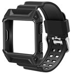 iitee Replacement for Fitbit Ionic Straps, Breathable Shockproof TPU Protective Frame Case with Strap Band for Fitbit Ionic Smart Fitness Watch Accessory (Black)