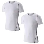 LANBAOSI 2 Pack Boys Compression Base Layer Tops Quick Dry Sports Wicking Athletic Short Sleeve Under T-Shirt