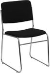 Flash Furniture HERCULES Series 500 lb. Capacity Black Fabric High Density Stacking Chair with Chrome Sled Base