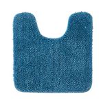 MIULEE Absorbent WC Toilet Rug Non Slip U Shape Bath Mat with High Hydroscopicity Rugs Super Soft Cozy and Shaggy Microfiber Rug Carpet for Bathroom Blue 45 x 45 cm