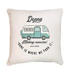 Pomchick Personalised Campervan Camp Cushion Camper Van Retro Camping Pillowcase Pillow Cover Gift For Her Him Couple Travel