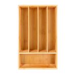 BergHOFF Bamboo Flatware Organizer 5-Slot, 13.5" x 8.25", Natural, Fit in Any Size of Drawer, Great for Spoons, Forks, Knives, Scissors, peelers, Chef Tools