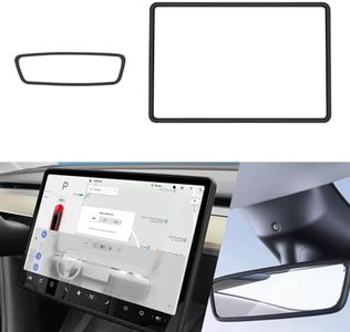 Yeapop 2Pcs Silicone Protector Frames of Screen and Rear View Mirror for Tesla Model 3 2017-2023 and Model Y 2019-Feb.2025. (Black)