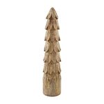 Mud Pie Christmas Wooden Carved Tree Sitter, Large, Wood, Brown, 18" x 3 1/2" Dia
