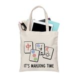 PLITI Mahjong Tote Bag Mahjong Lover Gift Mahjong Fan Gift Mahjong Player Gift It's Mahjong Time Mahjong Game Gift (Mahjong time TGU)