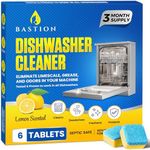 Bastion Dishwasher Cleaner Tablets, Lemon Scent, 3-Month Supply (6 Tablets), Powerful Cleaning & Odor Removal, Dishwasher Cleaning Pods, Descaling Tablets