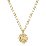 KissYan Initial Necklace for Women,14K Gold Plated Round Letter Pendant Necklace Capital Monogram Necklace Alhpabets from A-Z Figaro Chain Necklace(Gold A)