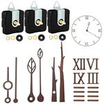 3 Set 22mm Shaft Clock Movement Mechanism with Hands and Numerals, CNYMANY Clock Repair Parts Replacement High Torque Long Shaft Clock Movement with 3 Pairs Hands & 1 Roman Numeral Scale