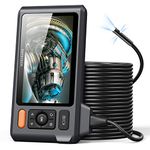 DEPSTECH Triple Lens Sewer Inspection Camera with 50ft Semi-Rigid Cable, 5" IPS Screen Endoscope Camera with Light, 1080P HD Industrial Borescope, Waterproof Drain Pipe Snake Camera, Carrying Case